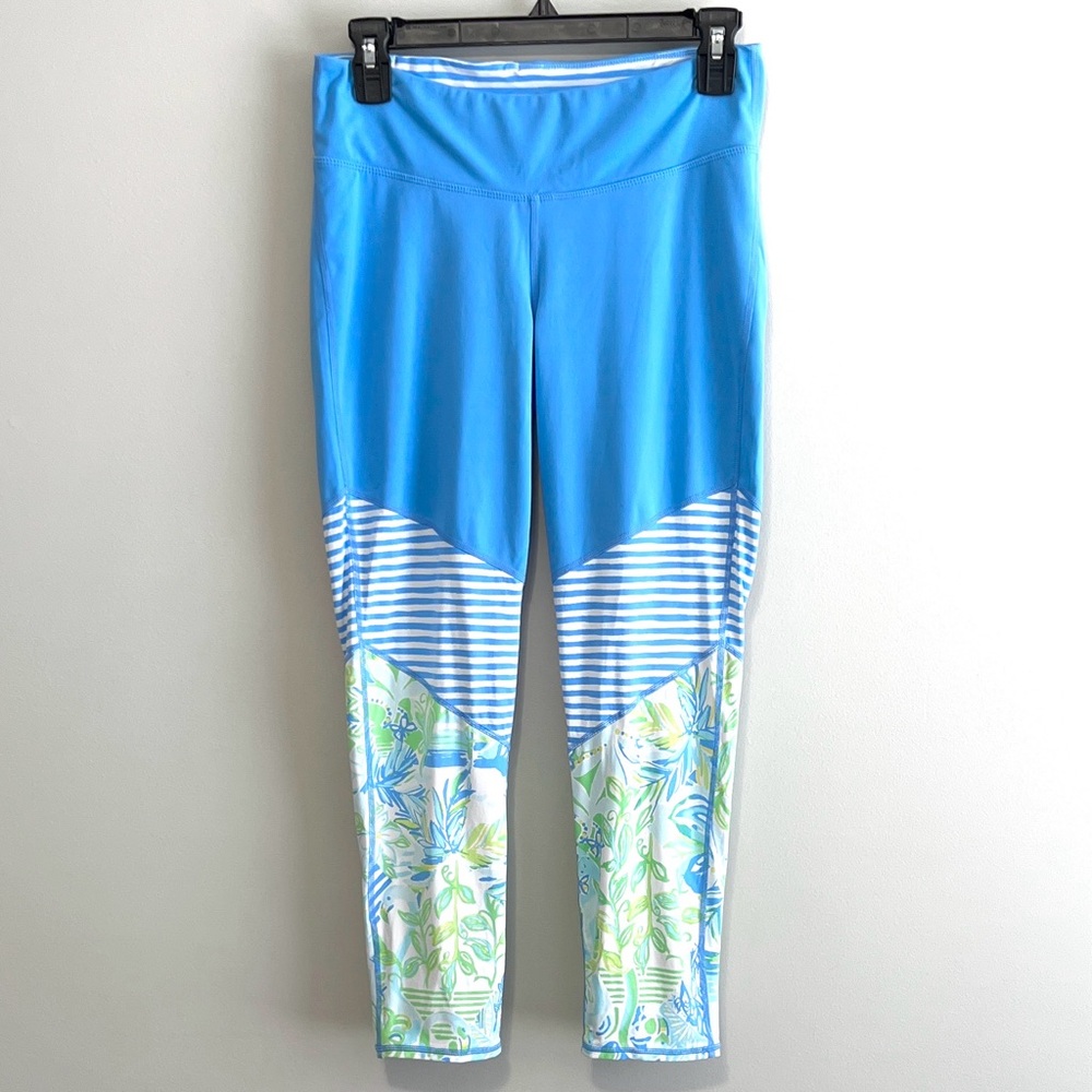 Lilly Pulitzer Luxletic Weekender Leggings Whisper Blue Beach Happy Print